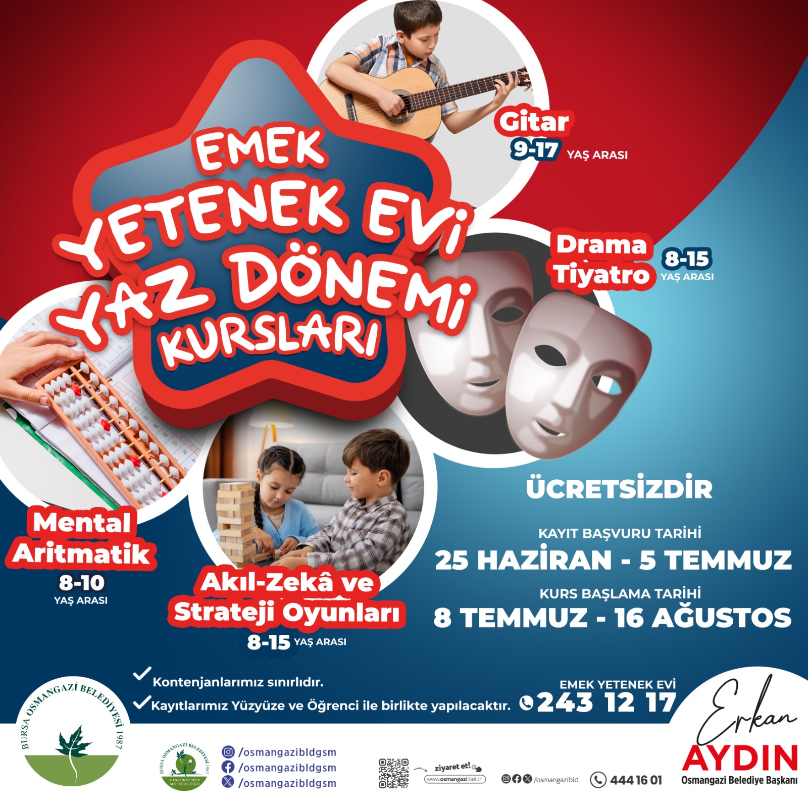 Osmangazi Emek Yetenek Evi kursu başlangıç tarihi belli oldu