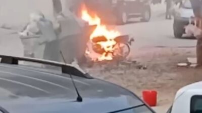 Bursa’da motosiklet alev alev yandı!