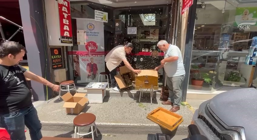 İş merkezini binlerce arı bastı!