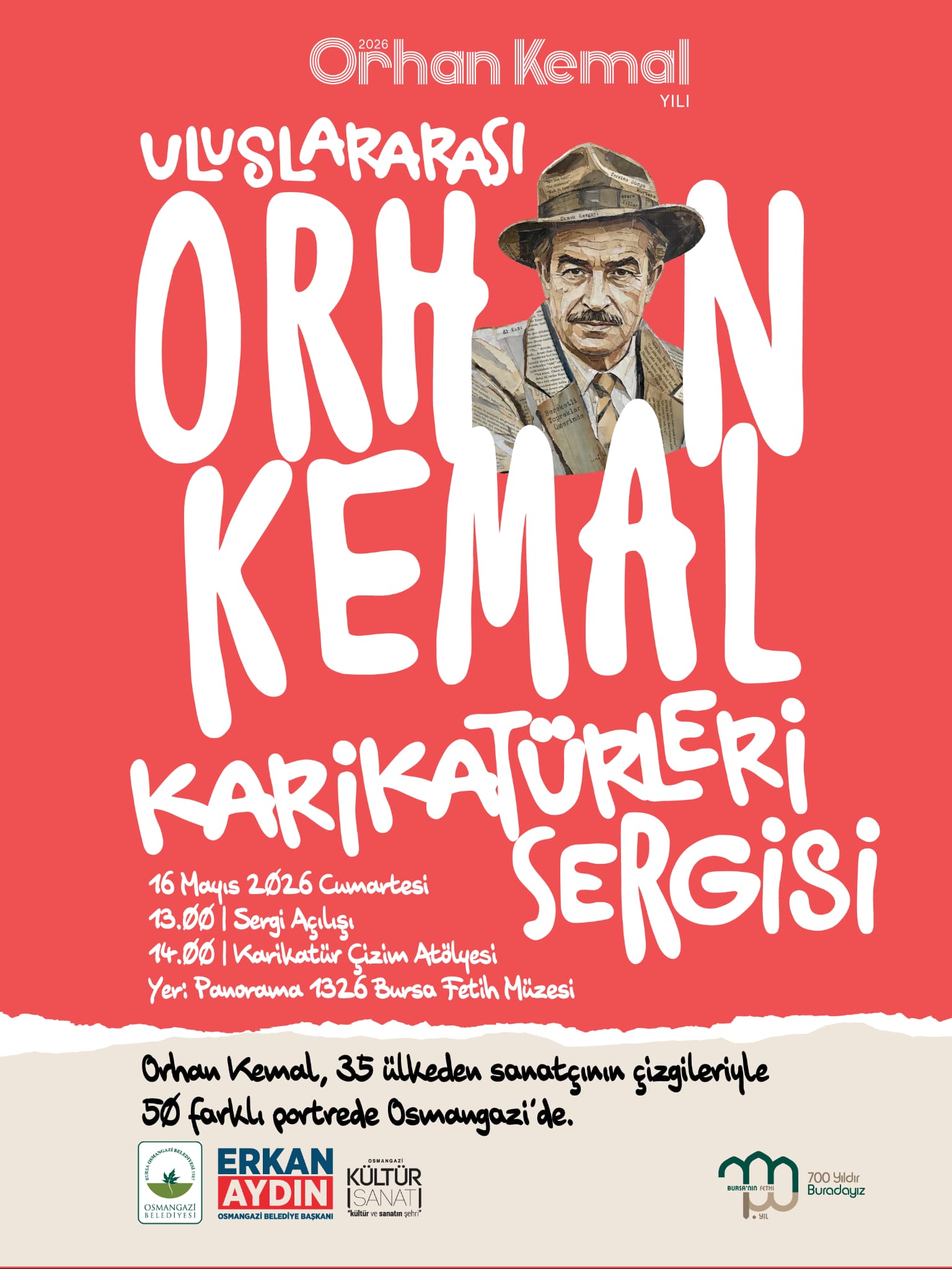 Uluslararası Orhan Kemal Karikatürleri Sergisi” Sanatseverlerle Buluşuyor
